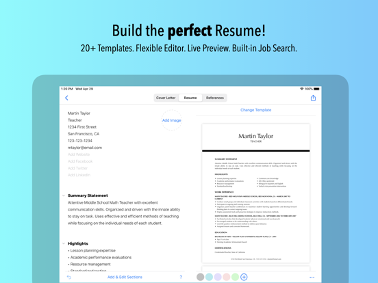 Screenshot #1 for Resume Builder by Nobody