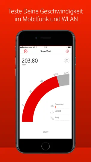 Screenshot von Vodafone SpeedTest auf dem iPhone 3