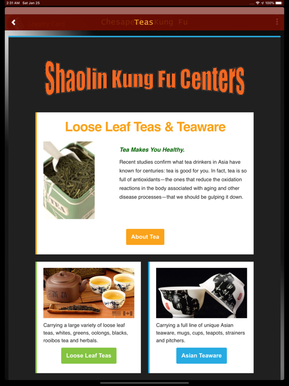 Chesapeake Kung Fu iPad screenshot 3 - Business app