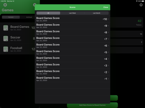 Score Tracking and Statistics iPad screenshot