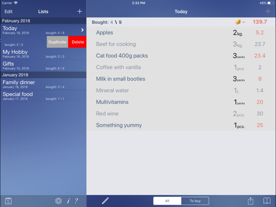 Just Buy! shopping list iPad screenshot