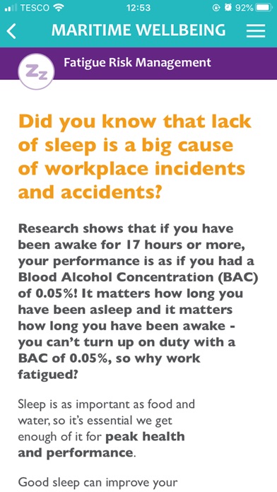 Screenshot 1 of Maritime Wellbeing App