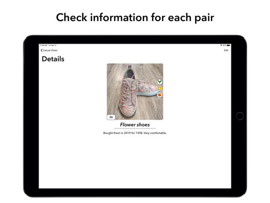 Shoes organizer iPad screenshot 5 - Lifestyle app