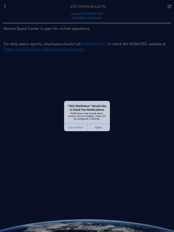 SSC Site Status iPad screenshot