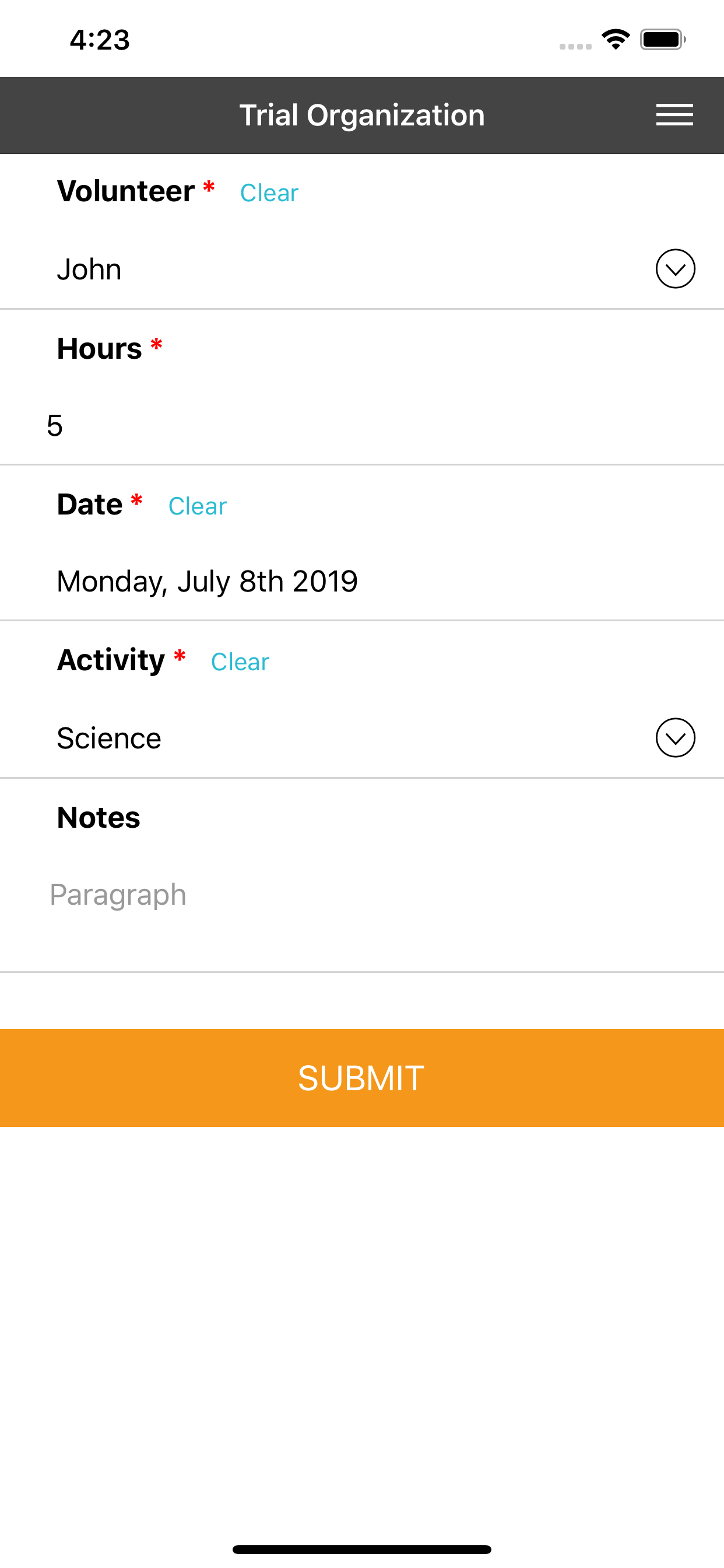 Volunteer Time Tracking screenshot 3