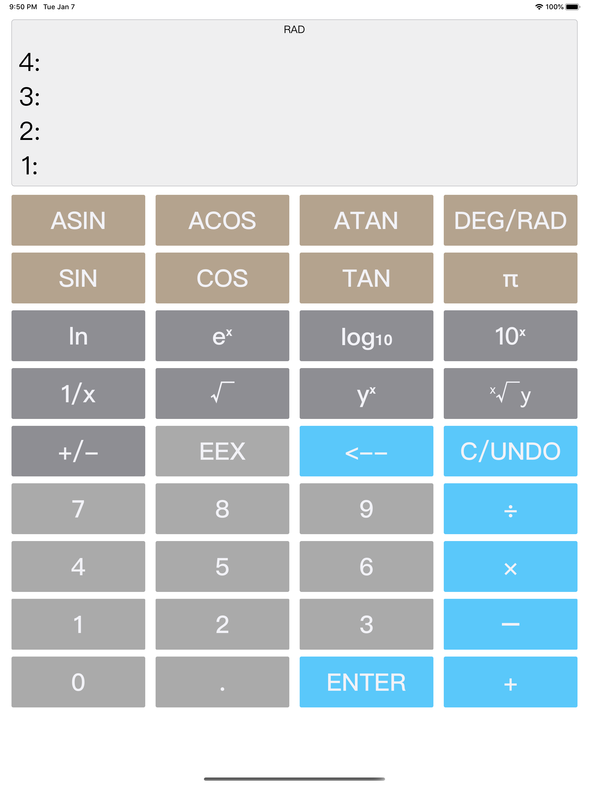 Stack RPN Calculator