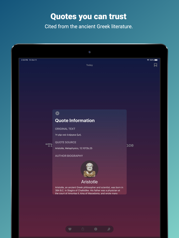 Thallo - ancient Greek quotes iPad screenshot 7 - Education app