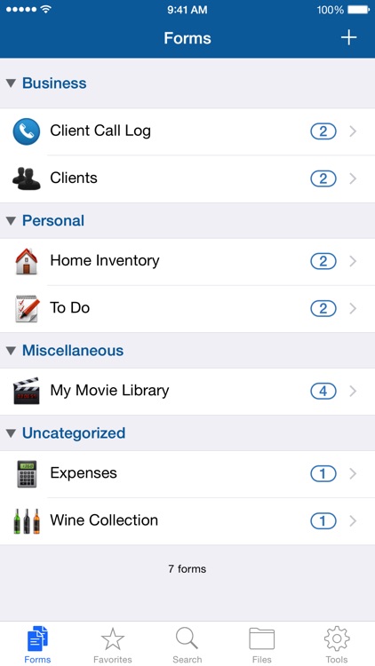 Tap Forms Organizer