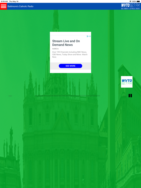 WVTO 92.7 FM iPad screenshot 1 - Entertainment app