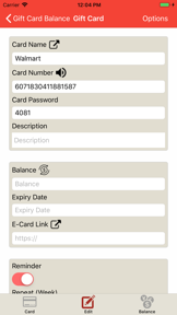 Gift Card Balance (GCB) screenshot