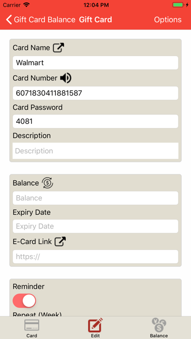 Gift Card Balance (GCB) Screenshot