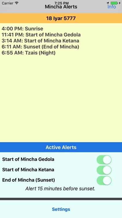 Mincha Alerts Prayer Reminders