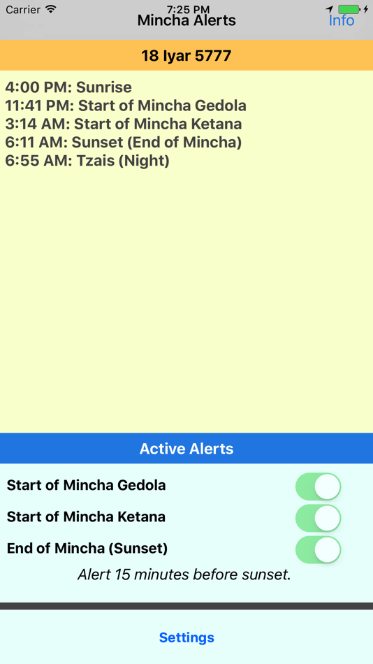 Mincha Alerts Prayer Reminders - 1.40 - (iOS)