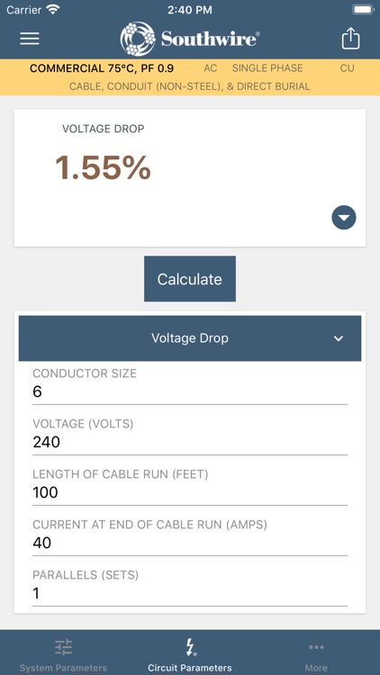 Southwire® Voltage Drop Calc screenshot-5