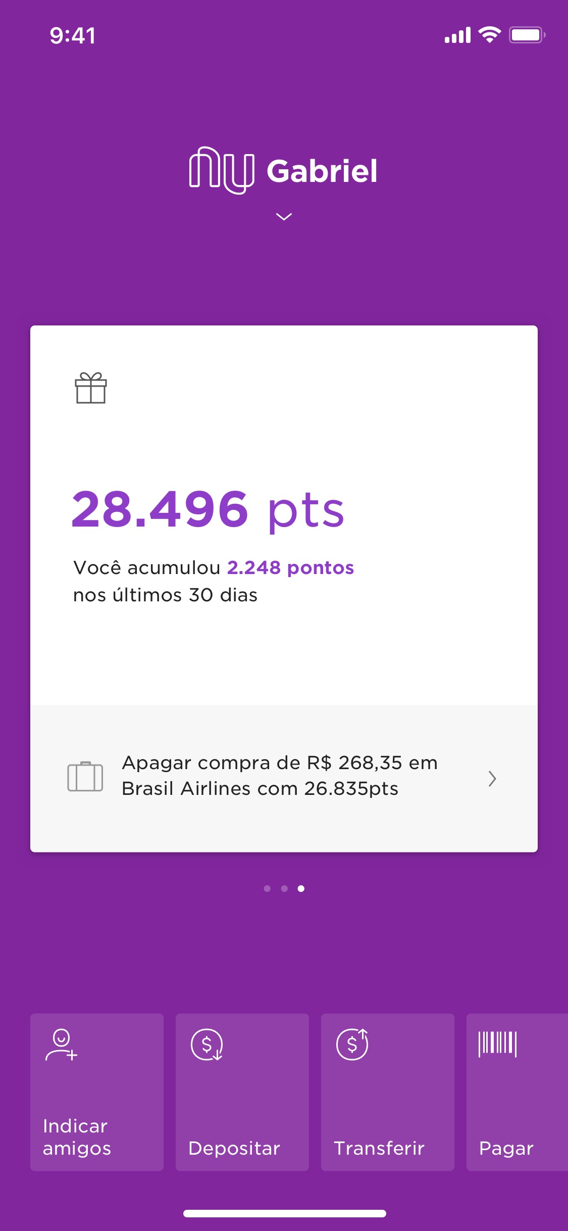 Screenshot do app Nubank