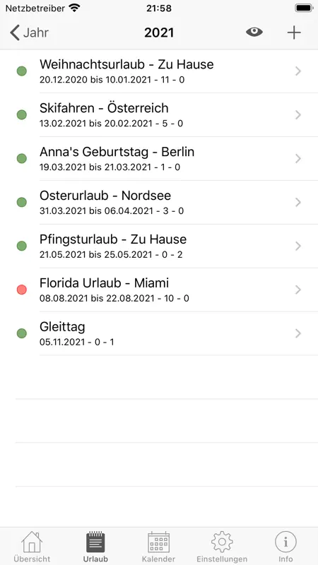 Jahresurlaub Planer screenshot 2 of 10