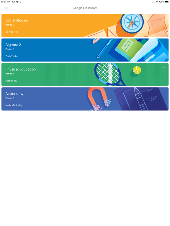iPad Image of Google Classroom