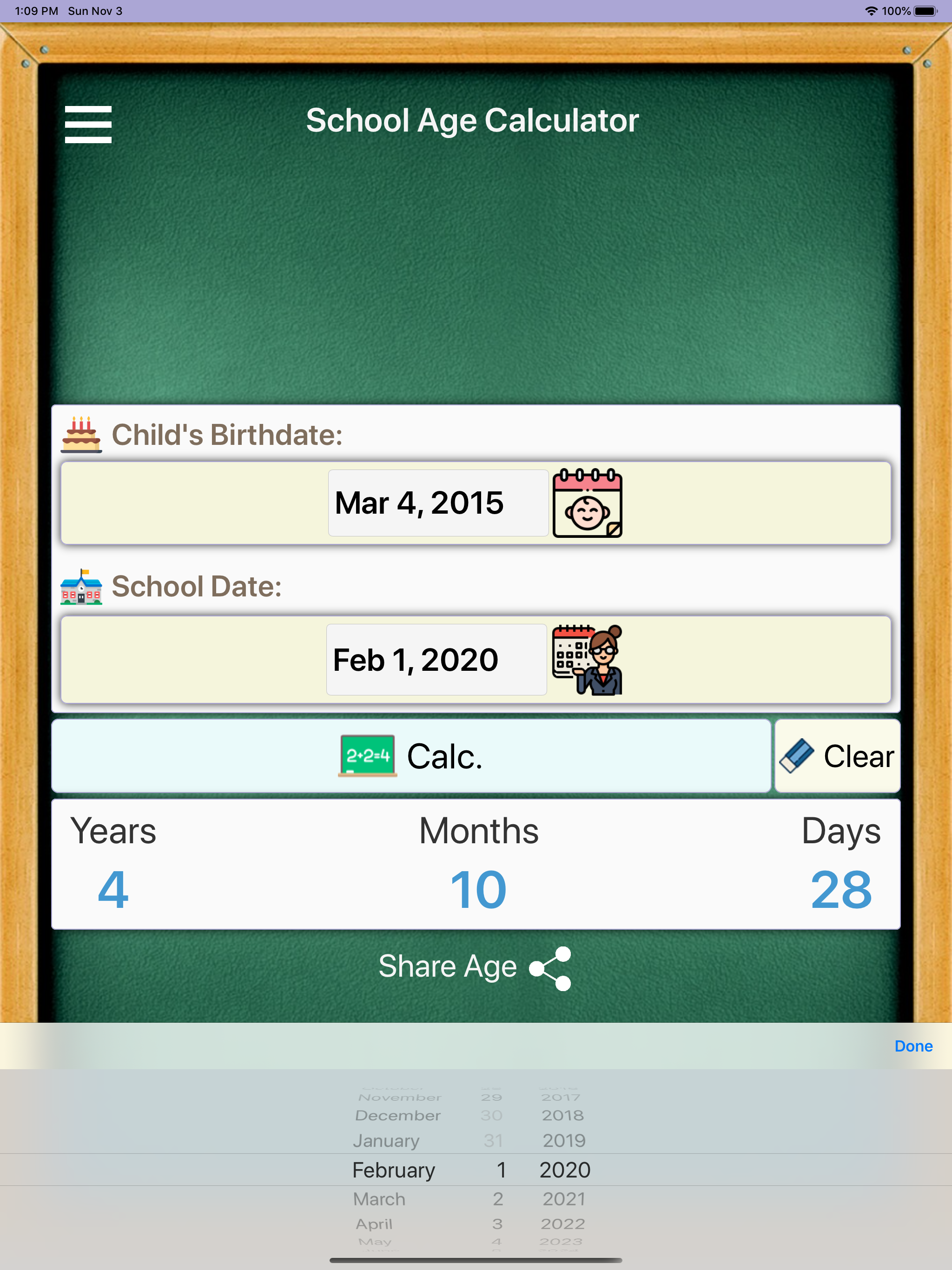 School Age Calculator App 2020