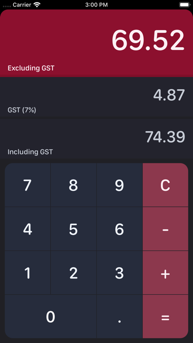 Singaporean GST Calculator Screenshot