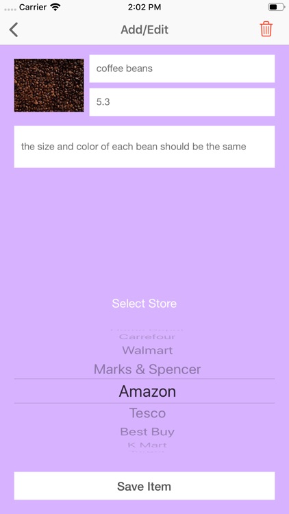 shopping list application