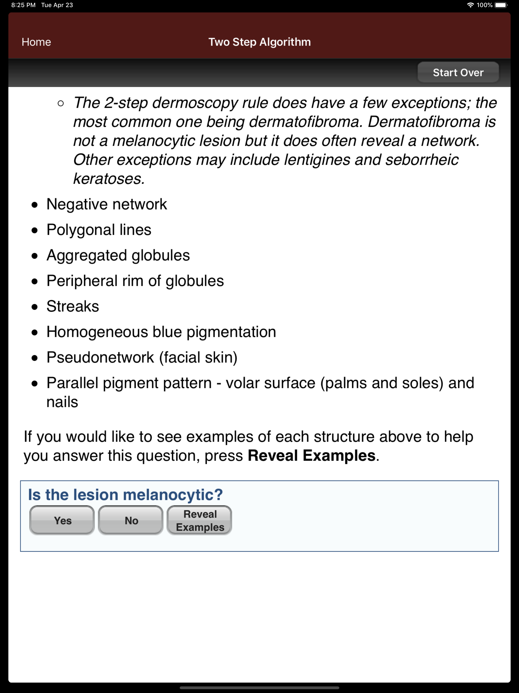 Dermoscopy Two Step Algorithm