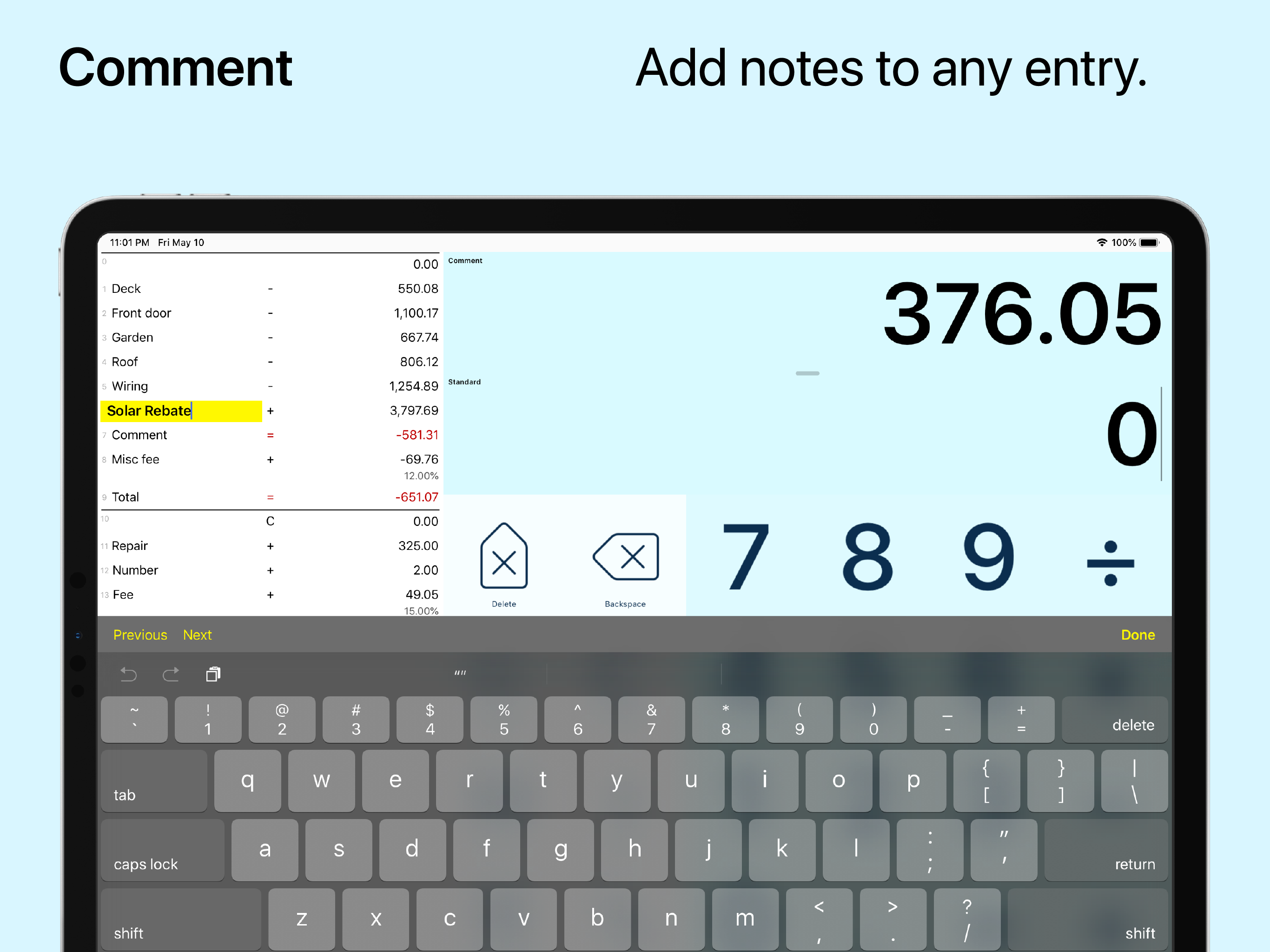Digits Tape Calculator