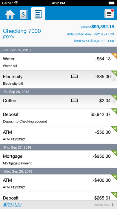 First State Bank Cash Mgmt Screenshot