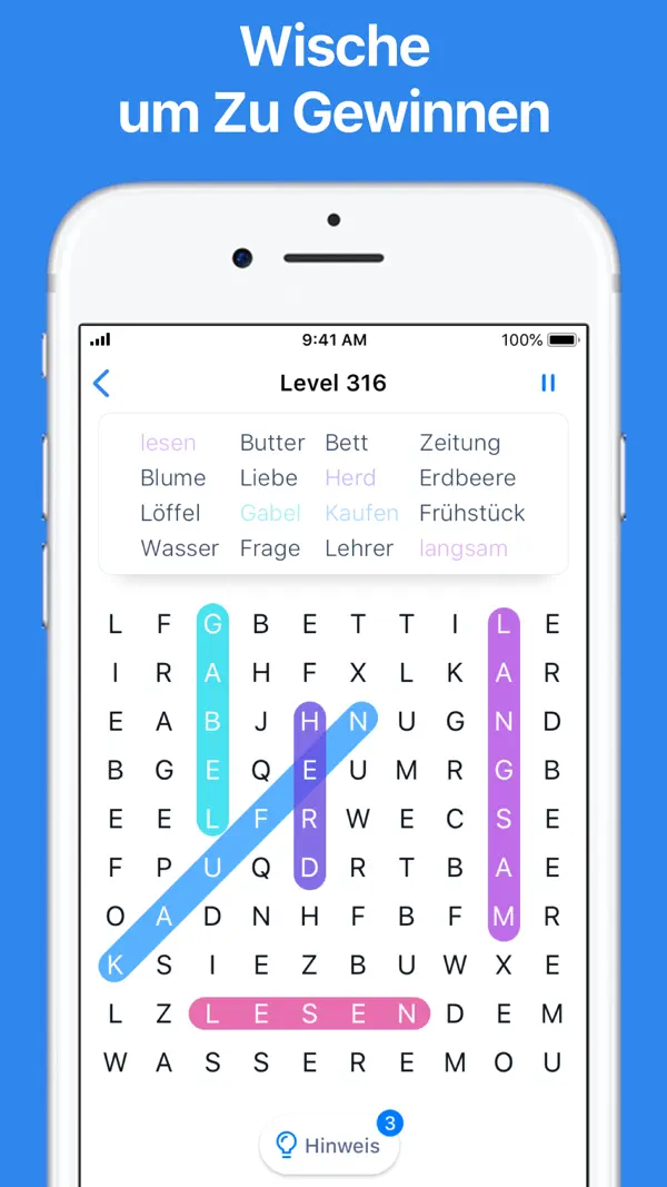 Word Search - Wortsuche-Rätsel iPhone Spiel Screenshot 3 – Spiele