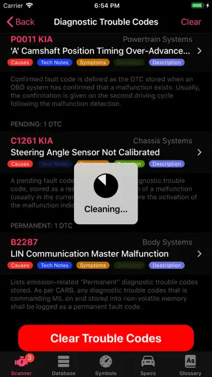 Capture d'écran de KIA OBD App sur iPhone 6