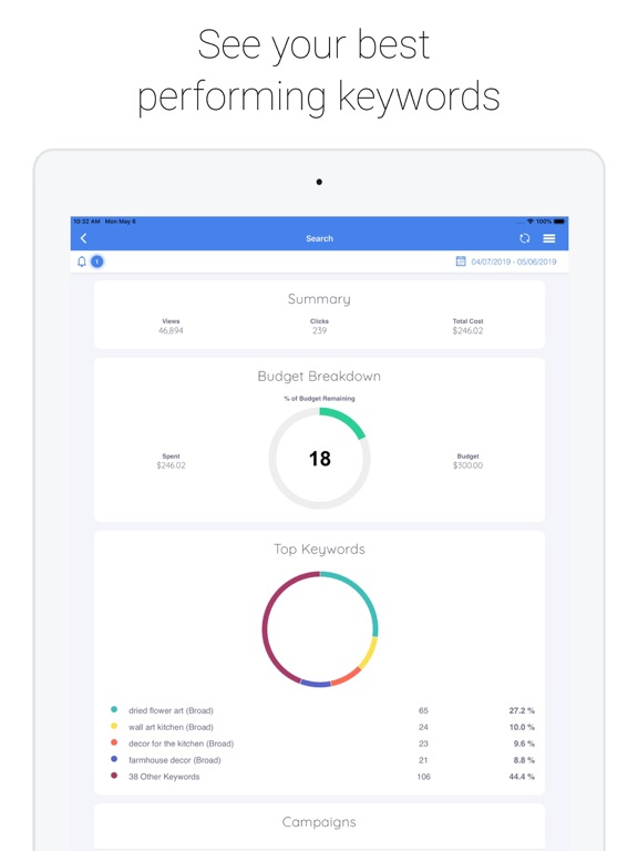 My Site Analytics iPad screenshot