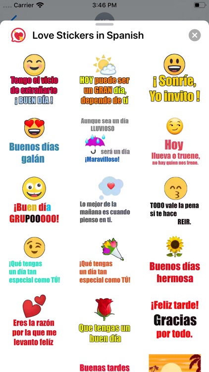 Love Stickers in Spanish