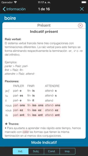 Captura de pantalla de Francés: Verbos & Conjugación en iPhone 5