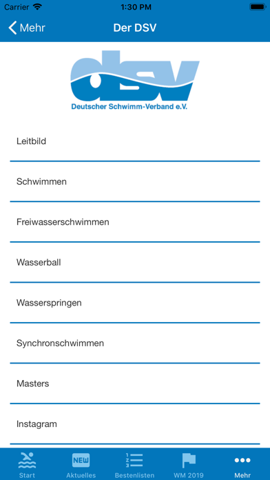 Deutscher Schwimm-Verband Screenshot
