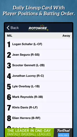 Game screenshot Daily Baseball Lineups apk