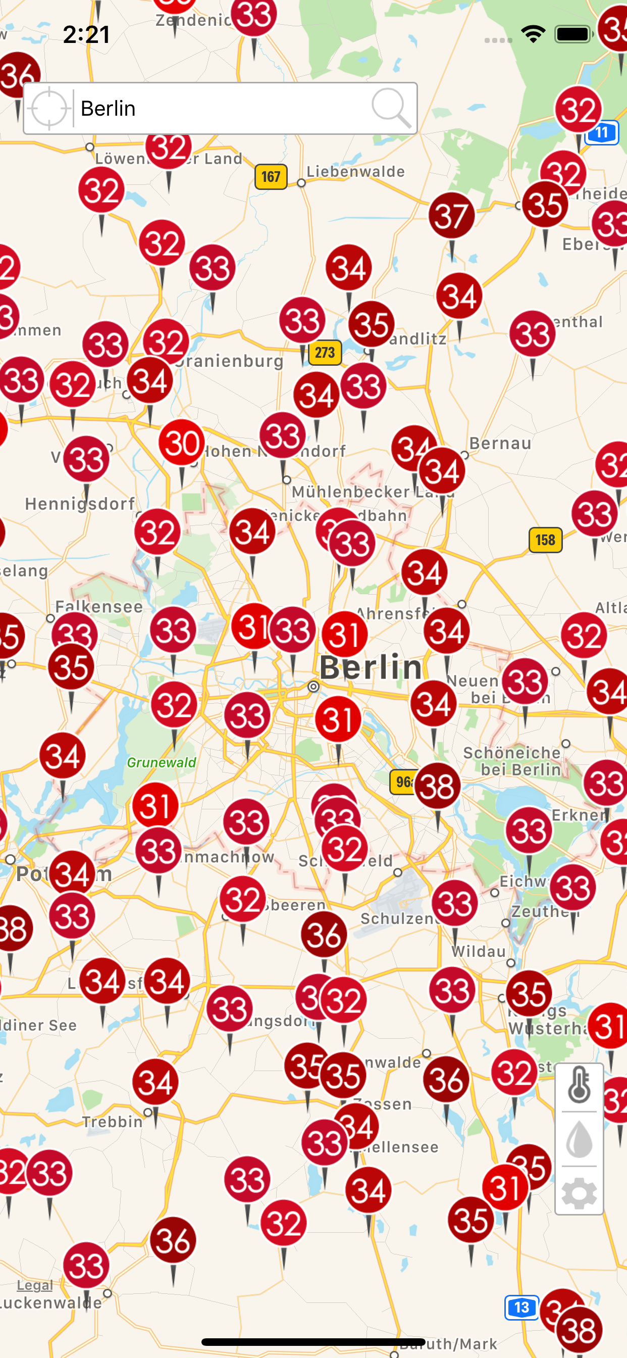 Weather Map - Netatmo stations
