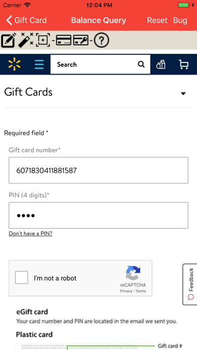 Gift Card Balance (GCB) Screenshot