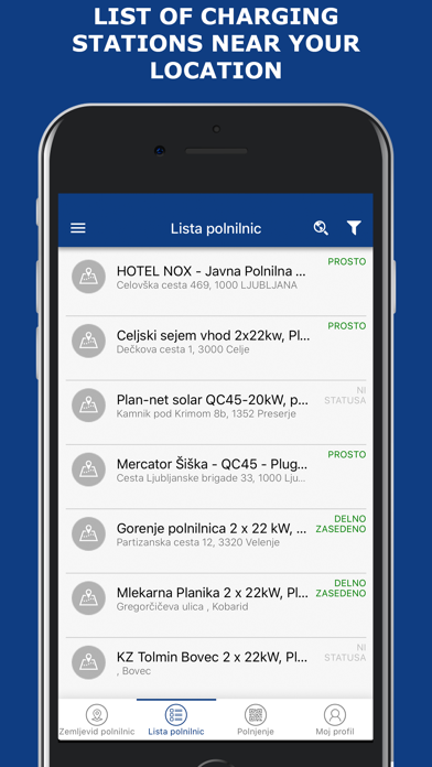 Charging stations in Slovenia screenshot 2