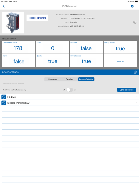 SensControl iPad screenshot