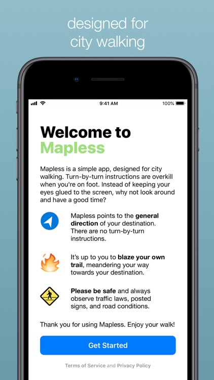 Mapless Walking Directions
