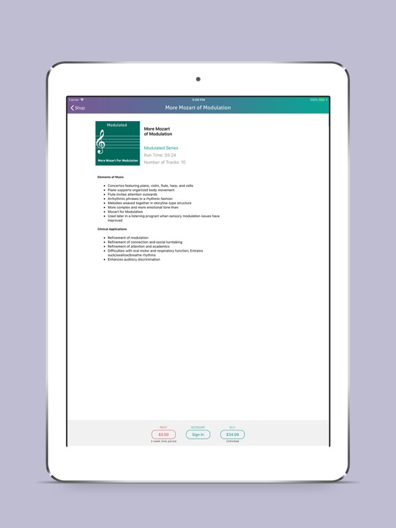 Therapeutic Listening iPad screenshot 5 - Health & Fitness app