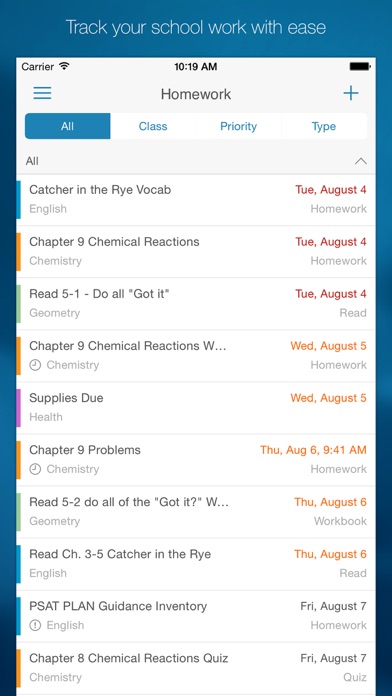 myHomework Student Planner Screenshot