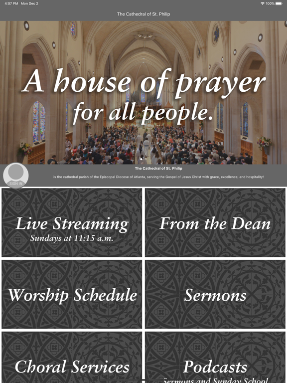 The Cathedral of St. Philip iPad screenshot 1 - Lifestyle app