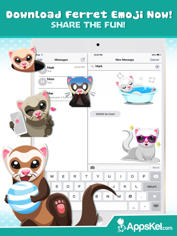 Ferret Pet Emojis Stickers Appのおすすめ画像5