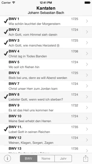 Screenshot von Bach Kantaten auf dem iPhone 1