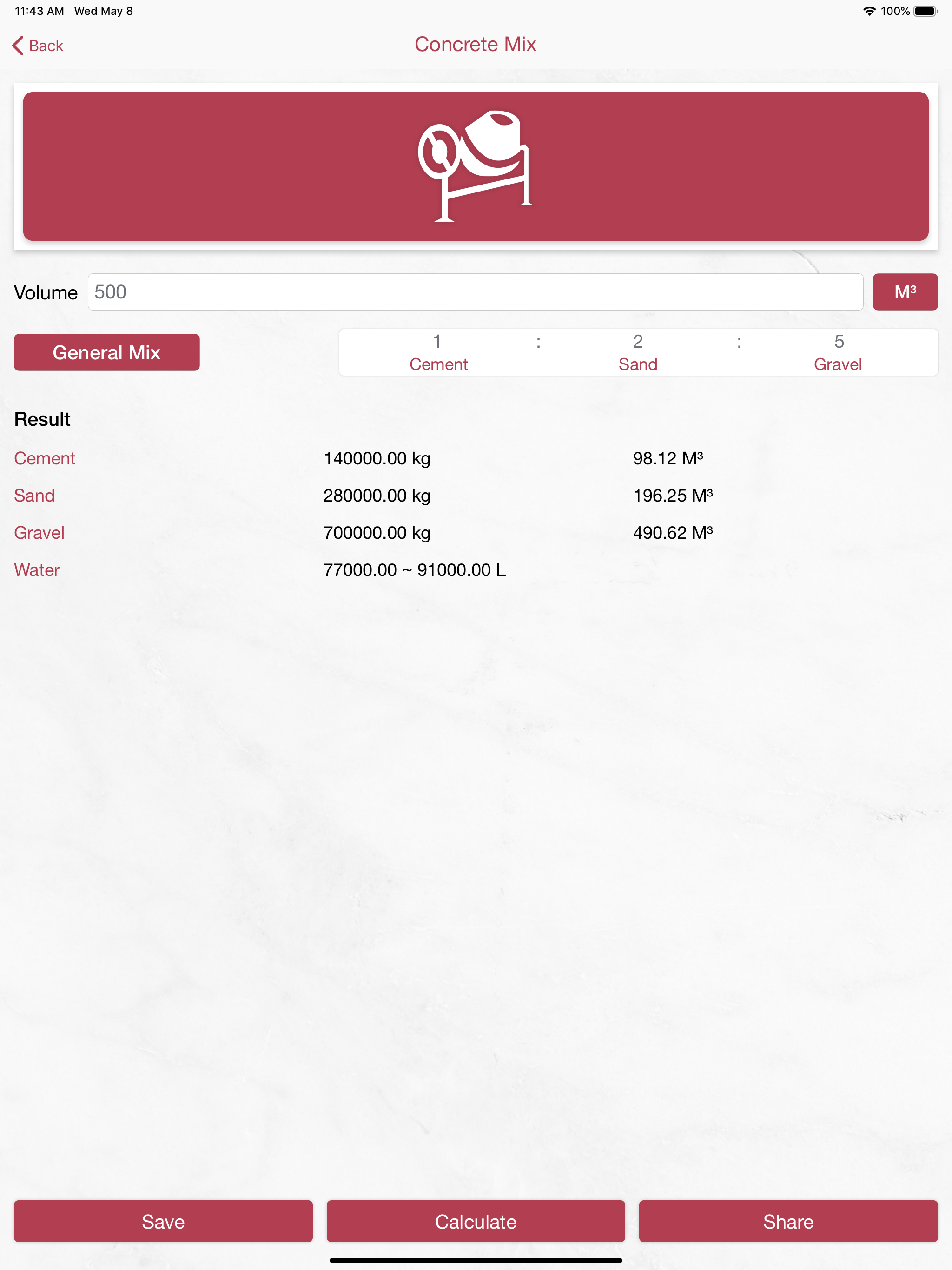 Concrete Calculator, Estimator