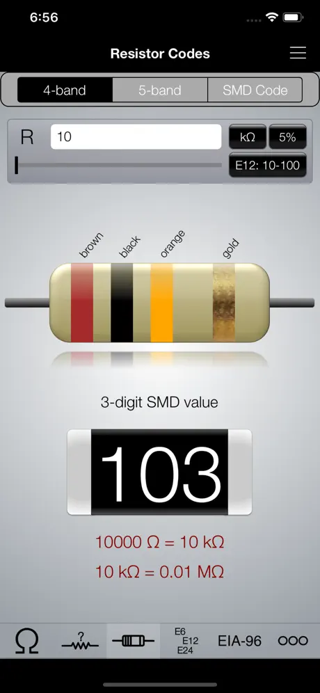 Resistor ToolKit, Color Codes