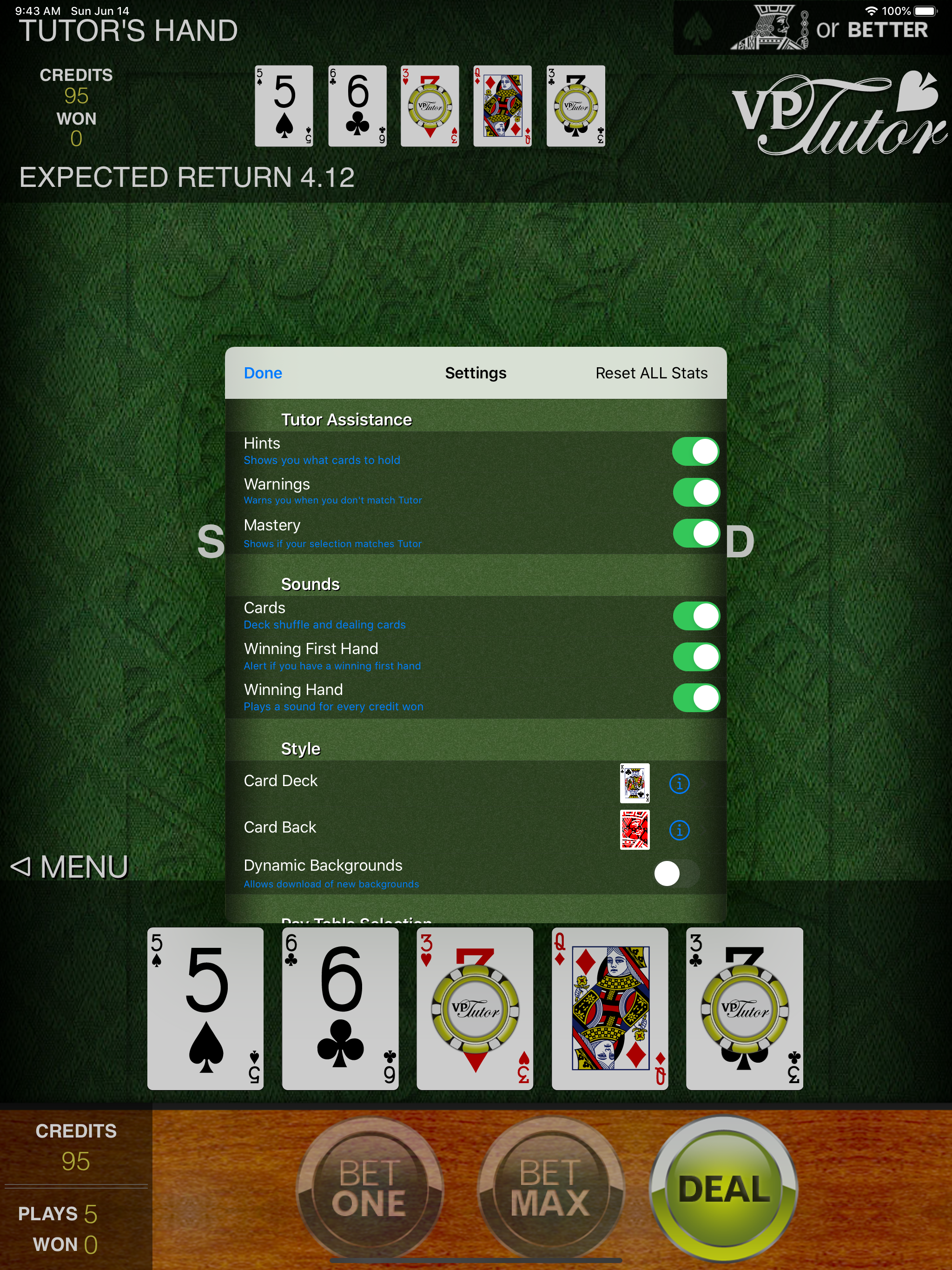 Video Poker Tutor