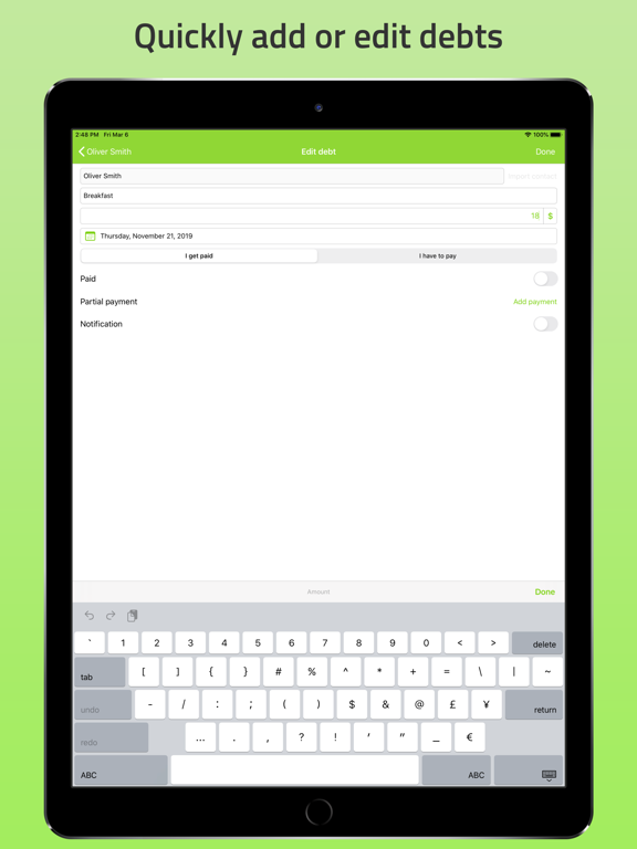 Screenshot #4 for Who Owes Me - IOU Tracker