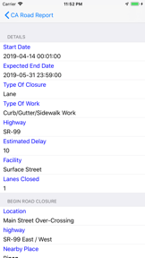 California Road Report screenshot
