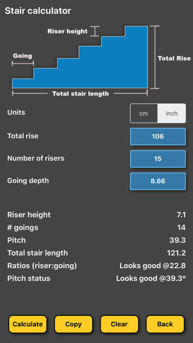 Stair / staircase calculator Screenshot